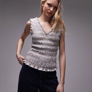 Topshop shirred multi wear top in multi stripe